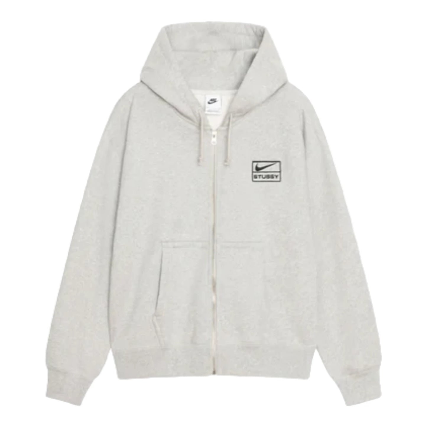 Stussy x Nike Fleece Zip Hoodie "Black/Grey Heather/Light Bone" (SS24)