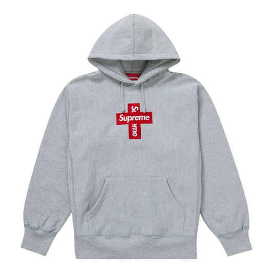 Supreme Cross Box Logo Hooded Sweatshirt Heather Grey (FW20)